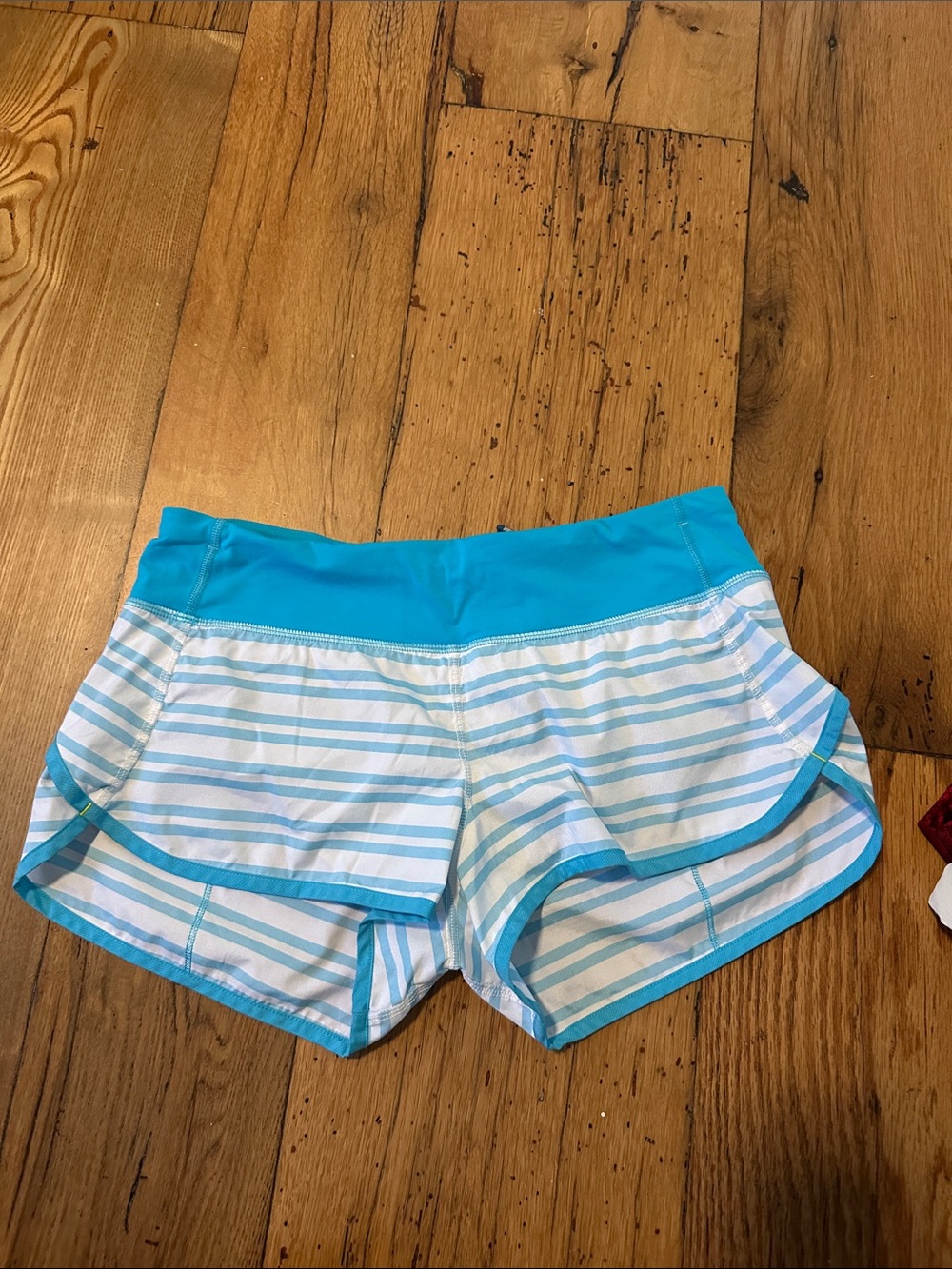 lululemon athletica Blue and White Striped Women’s Running Shorts
